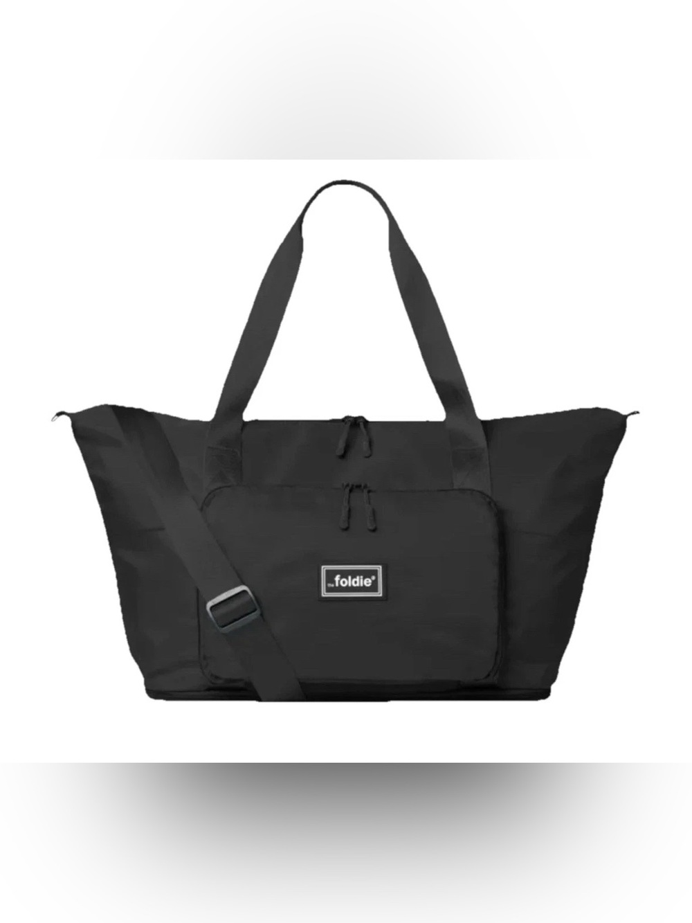NWT The Foldie Black Packable Tote Duffel Bag